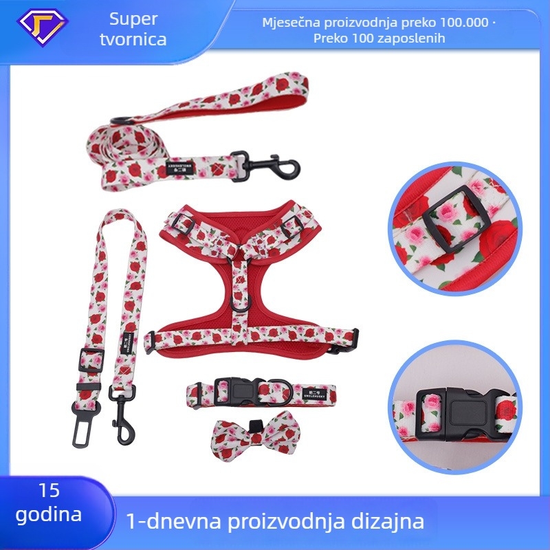 Huasong prsluk za kućne ljubimce s vanjskim podesivim povodcem — otporan na habanje i sprječava gubitak