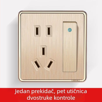 Brušeni šampanjasto zlatni završetak, 1-modularni, 5-otvoren, dvostruki kontrolni zidni prekidač i utičnica, skrivena ugradnja, novi model
