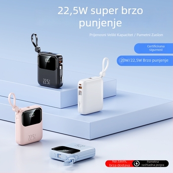 3C certificirani power bank s 69-kodom praćenja, 22,5W brzo punjenje, ugrađeni kabel, 10000mAh prijenosna baterija