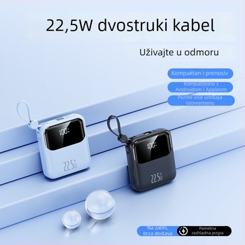 3C certificirani power bank s 69-kodom praćenja, 22,5W brzo punjenje, ugrađeni kabel, 10000mAh prijenosna baterija
