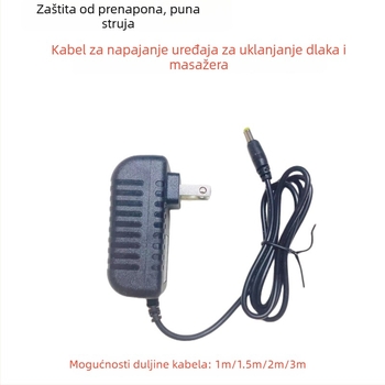 Uređaj za uklanjanje dlaka i kozmetički uređaj s masažnom jastučnicom, napajanje 12V2A 3A1A, masažer za vrat, napajanje-adapter i kabel za punjenje