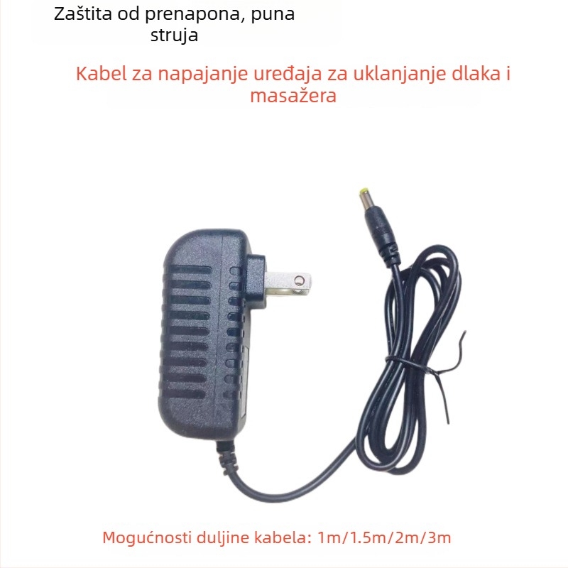 Uređaj za uklanjanje dlaka i kozmetički uređaj s masažnom jastučnicom, napajanje 12V2A 3A1A, masažer za vrat, napajanje-adapter i kabel za punjenje