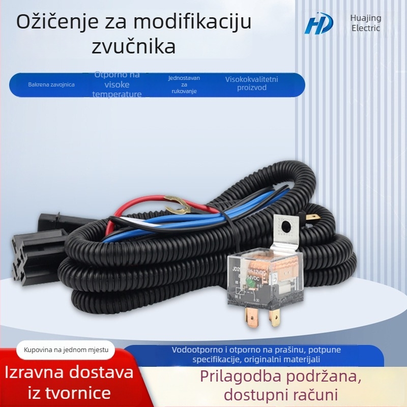 Prozirno vodootporno rele 80A, mali promjer, 12V/24V, visokotemperaturno najlonsko kućište, integracija kabelskog snopa za modifikacije klaksona