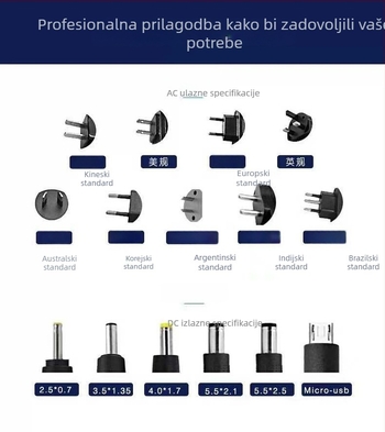 Napajanje sa prekidačem 5V/6V/9V/12V/24V, do 2A, za terminale evidencije prisutnosti, set-top boxove, tablete i zaslone za filtriranje vode