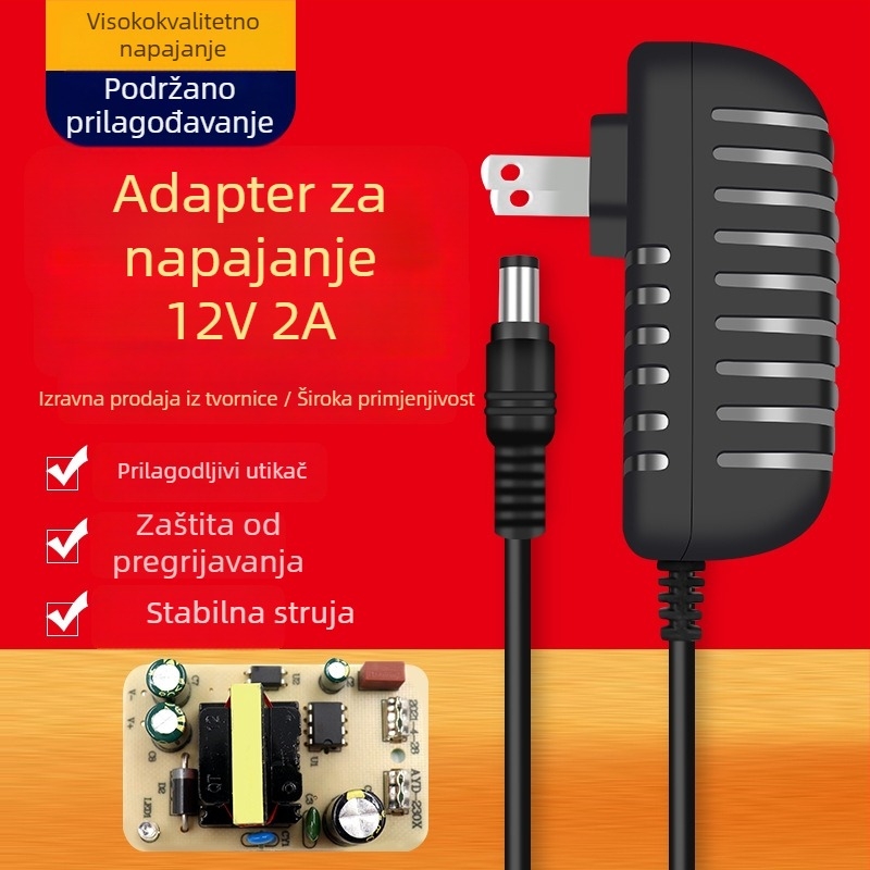 Napajanje 12V 2A za masažere, LED trake, nadzorne kamere, zvučnike, tvrde diskove, set-top boxe i usmjerivače.