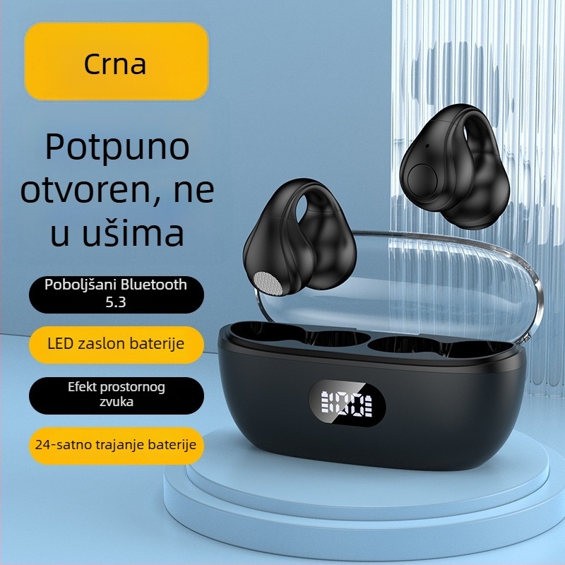 Bežične Bluetooth slušalice s klipom za uho, 5.3 digitalni prikaz, nije u uhu, dugotrajna baterija