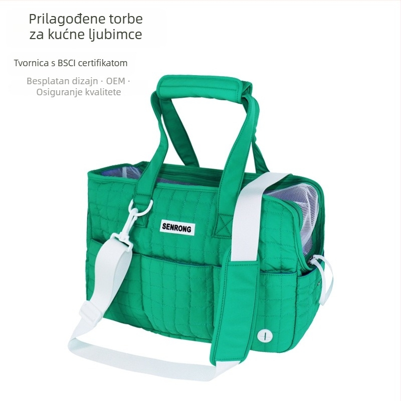 Prilagođena vanjska torba za kućne ljubimce, torba preko ramena i crossbody, velik kapacitet za mačke i pse, 600D quiltirani materijal