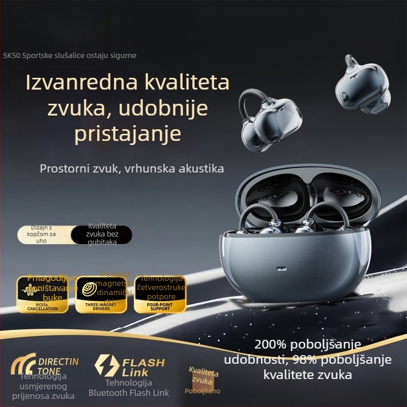 SK50 Bluetooth slušalice s klipsom – dugotrajna baterija, Bluetooth 6.0, privatni model, minimalistički dizajn, IPX6