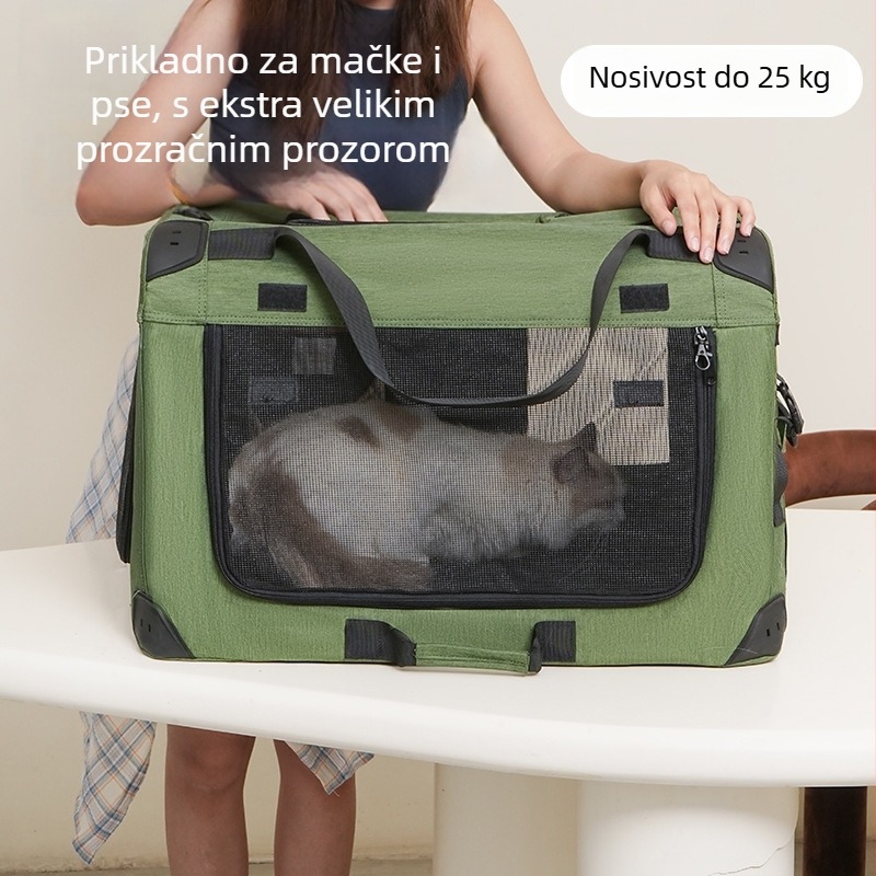 Prilagodljiva torba za kućne ljubimce velike kapacitete s izvlačnom ručkom, prozračna, za mačke i pse