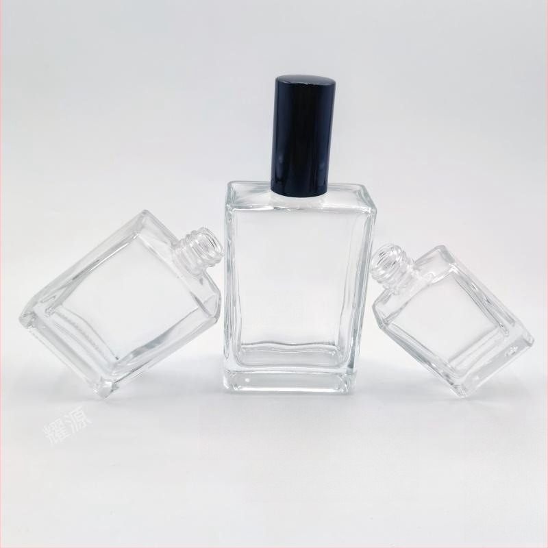 Staklena bočica za parfem s navojnim vratom, ravno kvadratnog oblika, fin sprej, prazna bočica za dopunu (30/50/100 ml)