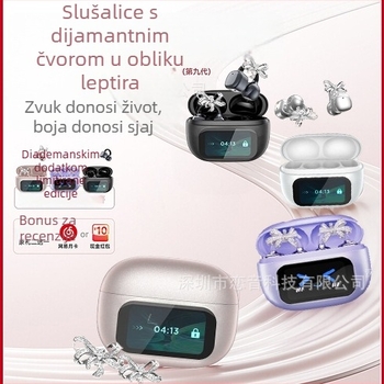 G08 Bluetooth slušalice u rosegold boji s mašnicom i dijamantnom kopčom – clip-on bežični stereo dodaci za uho