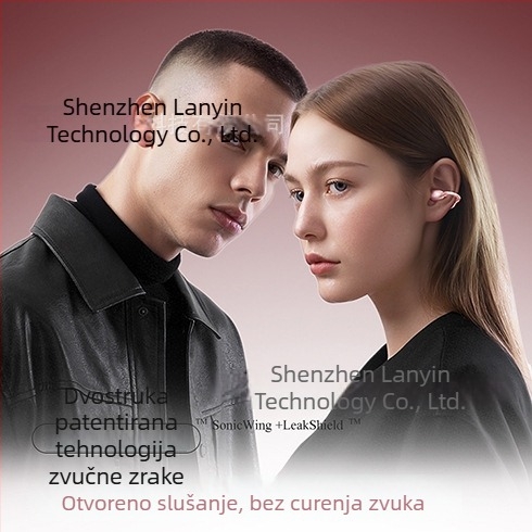 G08 Bluetooth slušalice u rosegold boji s mašnicom i dijamantnom kopčom – clip-on bežični stereo dodaci za uho