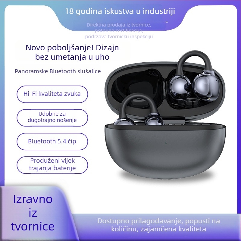 Bežične Bluetooth slušalice s klipom za uho, otvoreni dizajn, redukcija buke, nije u uho, dug vijek baterije