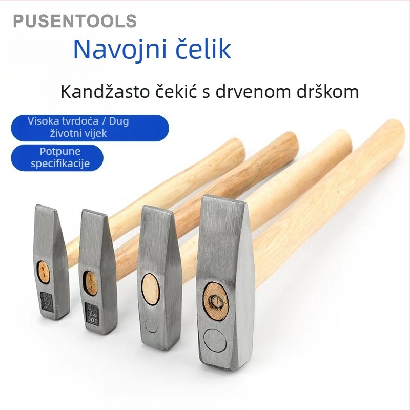 Čekić za montažu s drvenom drškom, 200 g, mali čekić za uklanjanje šljake i hrđe