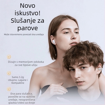 Četiri bežične Bluetooth slušalice s klipsom za uho, polu-in-ear dizajn, visokokvalitetan zvuk, dugotrajna baterija, stereo za dvoje