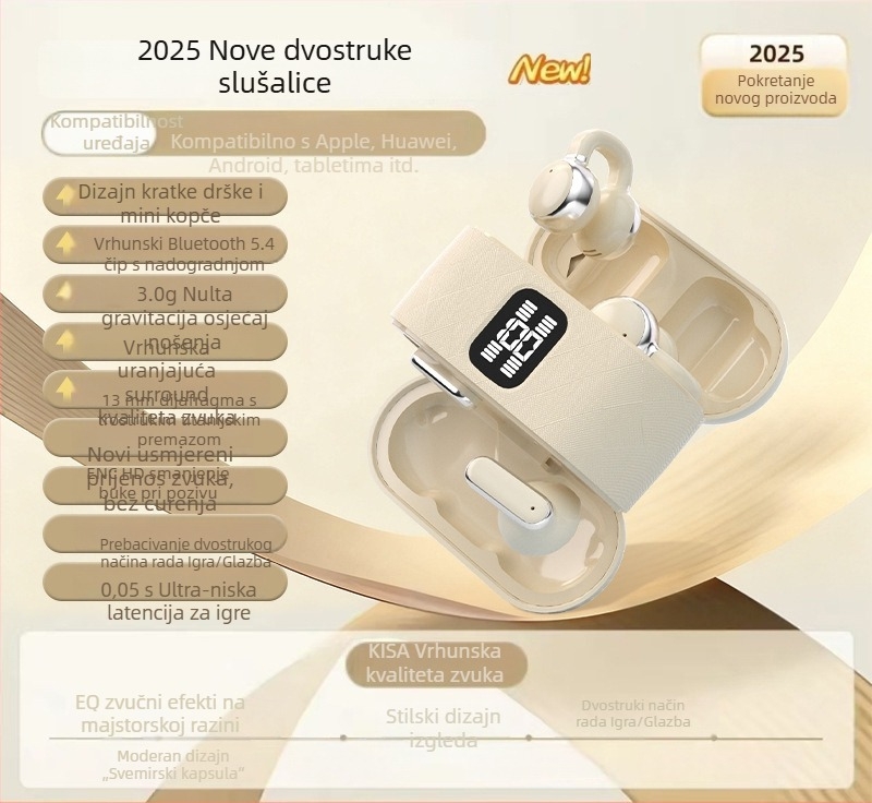 Četiri bežične Bluetooth slušalice s klipsom za uho, polu-in-ear dizajn, visokokvalitetan zvuk, dugotrajna baterija, stereo za dvoje