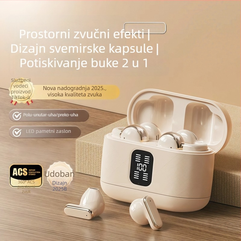 Četiri bežične Bluetooth slušalice s klipsom za uho, polu-in-ear dizajn, visokokvalitetan zvuk, dugotrajna baterija, stereo za dvoje