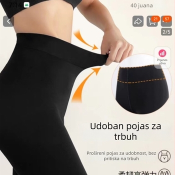 Matne neproziran zimske leggings s flisom, 160D, crne