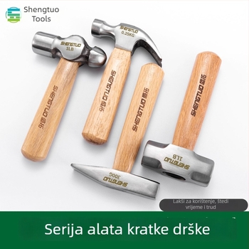 Mini čekić za automobil s drškom od drveta, čekić od visokougljičnog čelika, okrugla i kvadratna glava