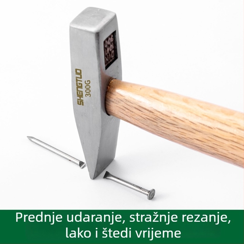 Mini čekić za automobil s drškom od drveta, čekić od visokougljičnog čelika, okrugla i kvadratna glava