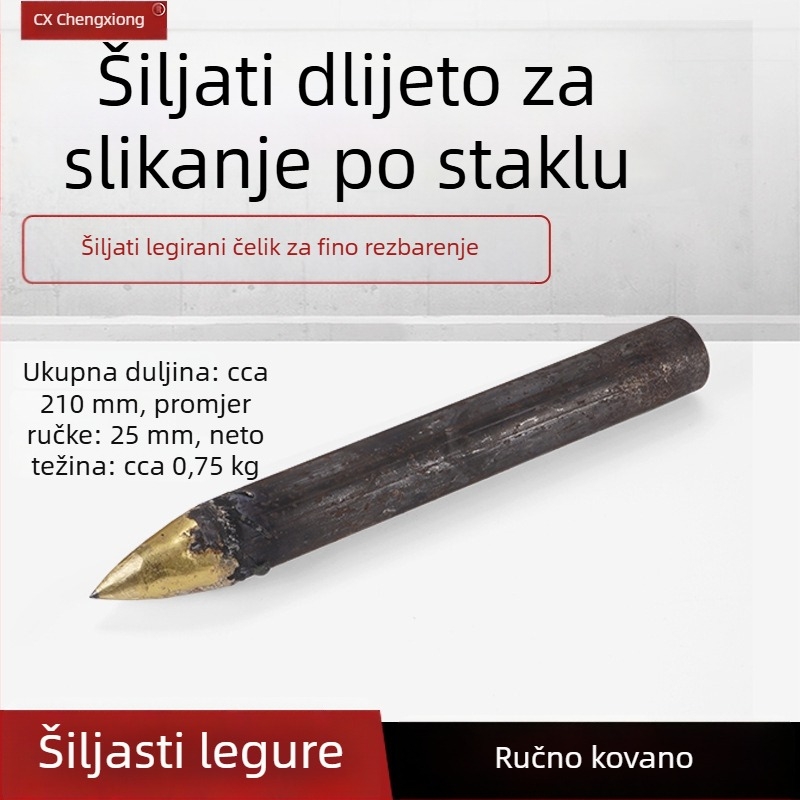 Set alata za slikanje na staklu — ručni čekić s legiranim vrhom i drvenom drškom, za ručno graviranje i sjenčanje