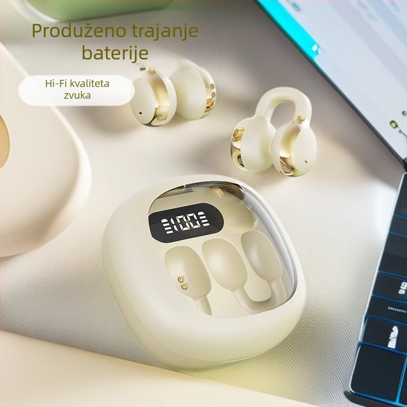2025 nove bežične slušalice za uho s klipom, Bluetooth, prozirni digitalni zaslon, redukcija šuma, HD pozivi, dug otpor baterije, IPX4, stereo