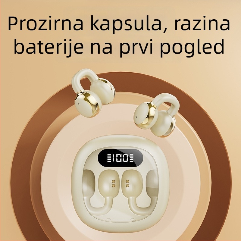 2025 nove bežične slušalice za uho s klipom, Bluetooth, prozirni digitalni zaslon, redukcija šuma, HD pozivi, dug otpor baterije, IPX4, stereo