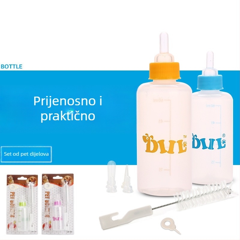 Šareni set mini bočica za hranjenje kućnih ljubimaca, 60 ml, za štenad i činčile