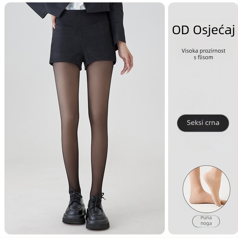 Ženske pantyhose s prirodnim izgledom golih nogu, crne prozirne, za vanjsku upotrebu, tople i laskaju siluetu