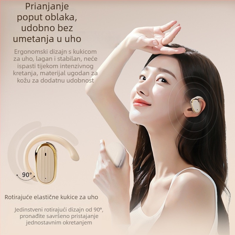 BS Bežične Bluetooth slušalice s kuka za uho, potlačenje buke, IPX5, trajanje baterije 4–8 sati, pozivi i glazba, digitalni zaslon, sportski stil
