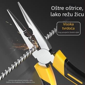 Klešta s dugim nosom od visoko mangan čelika, ručno izrađena, višenamjenska, štedi napor, za kućnu upotrebu i za navijanje te rezanje žice, industrijske kvalitete