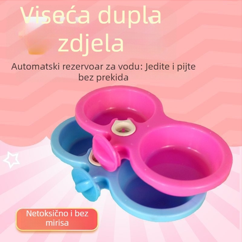 Automatski dispenzer vode i hrane za kućne ljubimce, viseća dvostruka zdjela za pse, za hranjenje i piće