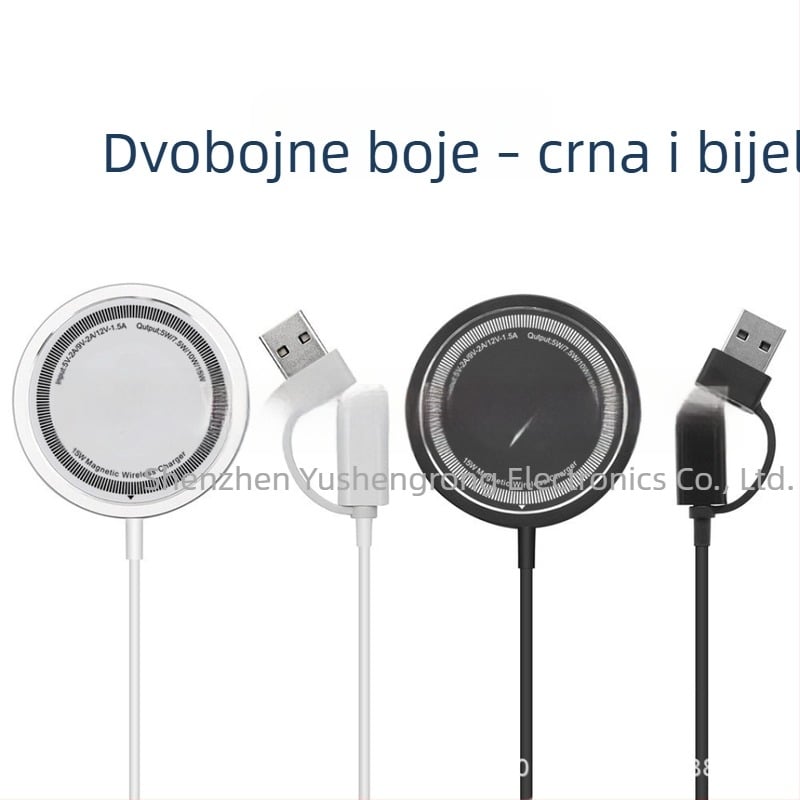 Bežični punjač od aluminijske legure za iPhone, magnetsko bežično punjenje, 15W brzo punjenje