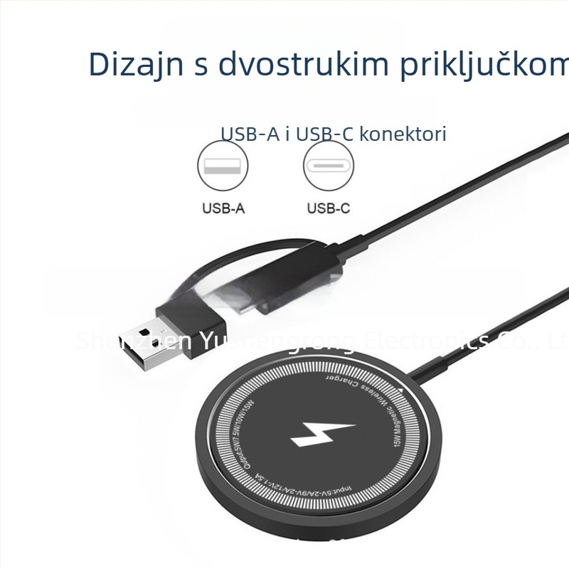 Bežični punjač od aluminijske legure za iPhone, magnetsko bežično punjenje, 15W brzo punjenje