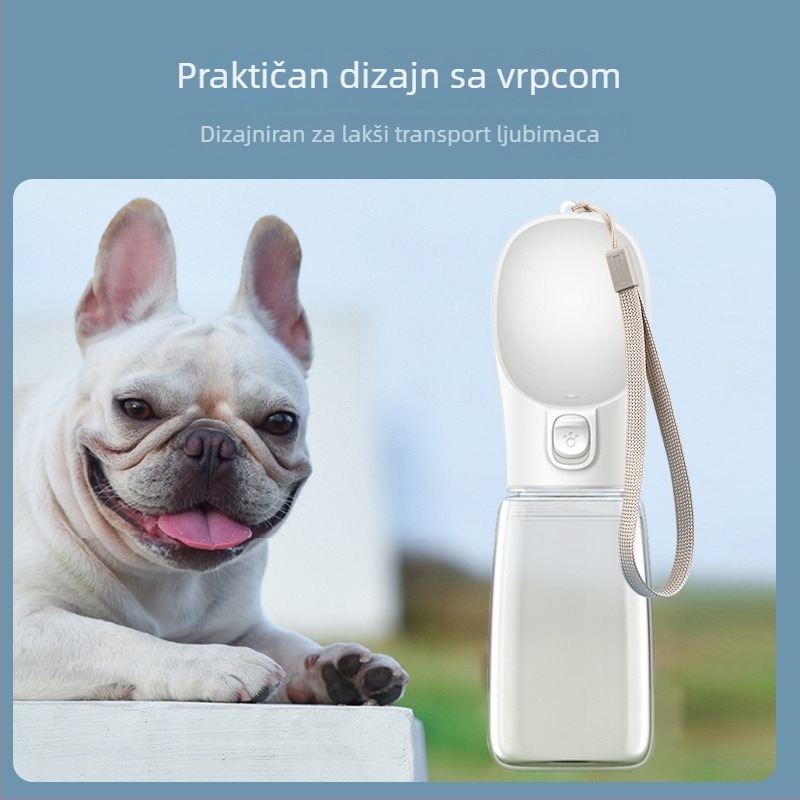 Prenosna vodena boca za pse s čašom za piće i hranilicom