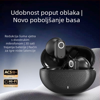GT610 Bluetooth bežične slušalice s kožnom teksturom, model 2025, sportske, polu-in-ear dizajn, dugi vijek baterije, redukcija buke