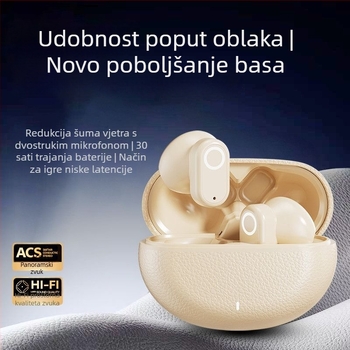 GT610 Bluetooth bežične slušalice s kožnom teksturom, model 2025, sportske, polu-in-ear dizajn, dugi vijek baterije, redukcija buke