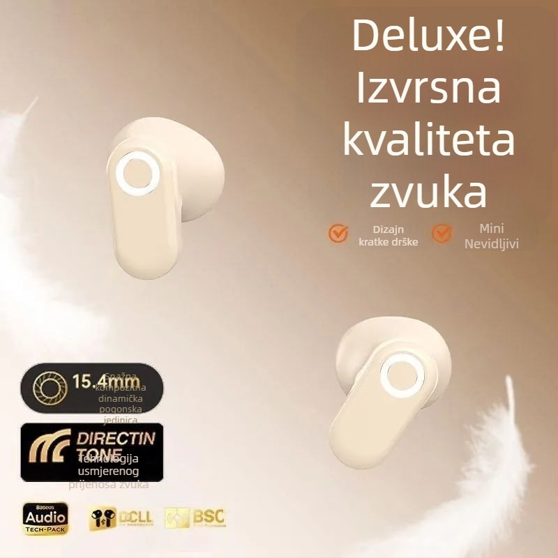GT610 Bluetooth bežične slušalice s kožnom teksturom, model 2025, sportske, polu-in-ear dizajn, dugi vijek baterije, redukcija buke