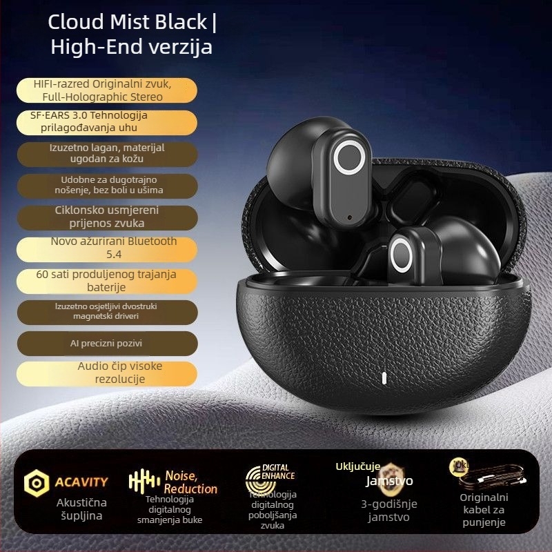 GT610 Bluetooth bežične slušalice s kožnom teksturom, model 2025, sportske, polu-in-ear dizajn, dugi vijek baterije, redukcija buke