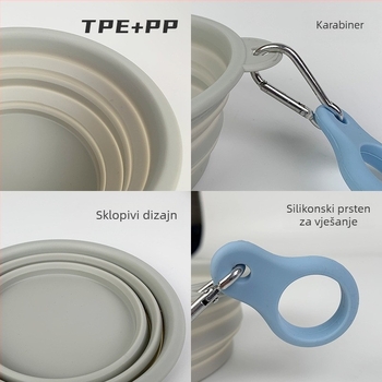 Silikonska sklopiva zdjela za psa, protiv prevrnuća, prijenosna za vanjsku upotrebu, posuda za vodu za psa