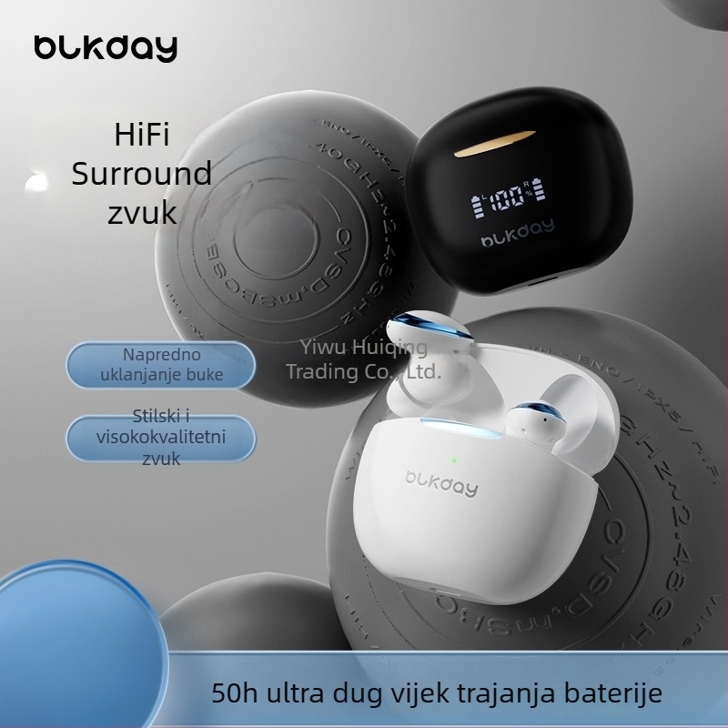 Crne Bluetooth slušalice za trčanje i sport, bežične, visokokvalitetan zvuk, smanjenje šuma, udobne za dugotrajno nošenje, model 2025