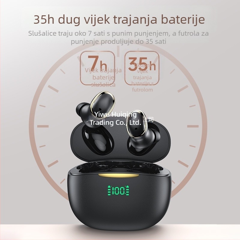 Crne Bluetooth slušalice za trčanje i sport, bežične, visokokvalitetan zvuk, smanjenje šuma, udobne za dugotrajno nošenje, model 2025