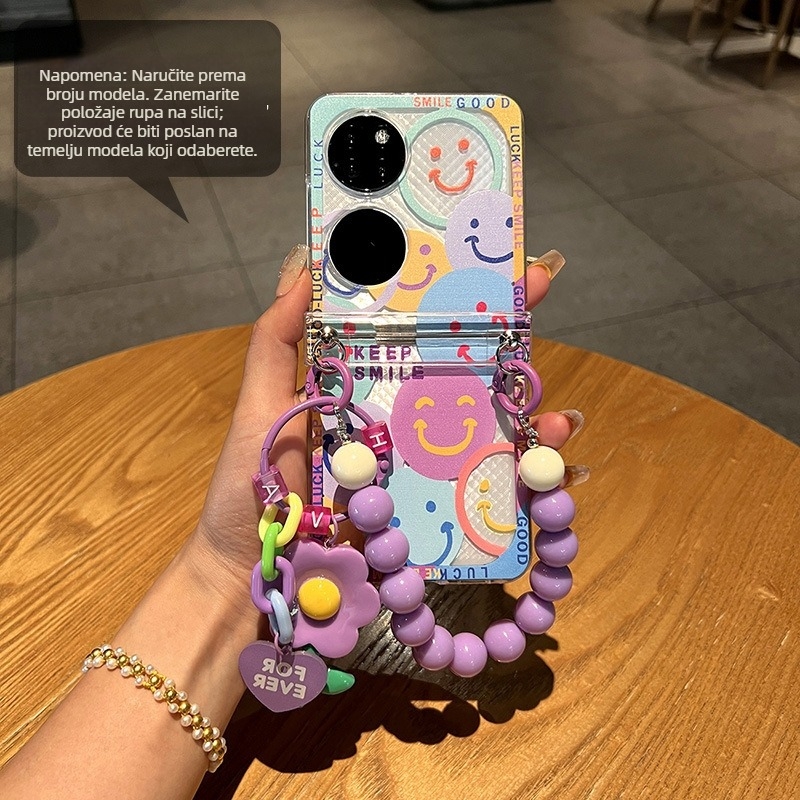 Huawei Pura X maska s karikaturom osmijeha – prozirno ultra tanko zaštitno kućište za sklopni zaslon, s lancem za držanje
