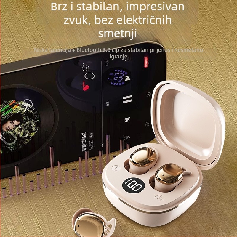 S601 Bluetooth slušalice za spavanje – Mini nevidljive, udobne za dulje nošenje, vodootporne, dvostrani stereo, Bluetooth 6.0, više od 8 sati trajanja baterije