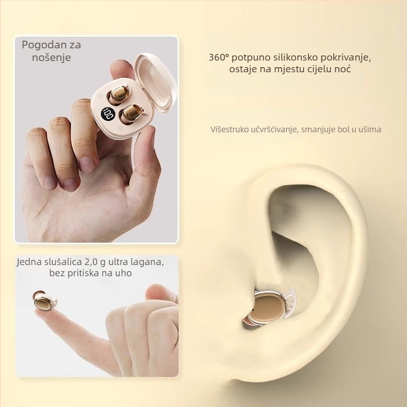 S601 Bluetooth slušalice za spavanje – Mini nevidljive, udobne za dulje nošenje, vodootporne, dvostrani stereo, Bluetooth 6.0, više od 8 sati trajanja baterije