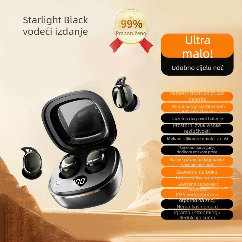 S601 Bluetooth slušalice za spavanje – Mini nevidljive, udobne za dulje nošenje, vodootporne, dvostrani stereo, Bluetooth 6.0, više od 8 sati trajanja baterije