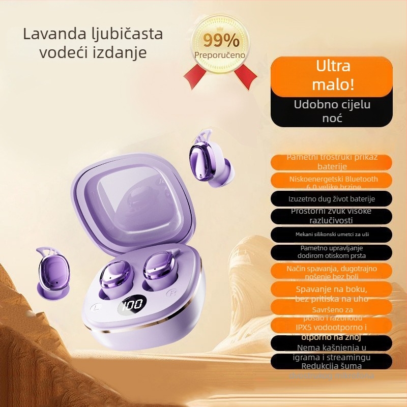 S601 Bluetooth slušalice za spavanje – Mini nevidljive, udobne za dulje nošenje, vodootporne, dvostrani stereo, Bluetooth 6.0, više od 8 sati trajanja baterije