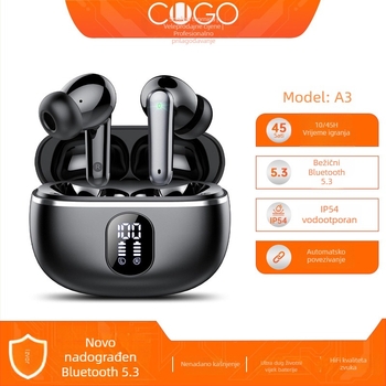 A3 Bluetooth bežične sportske slušalice, vodootporne, visokokvalitetan zvuk, In-Ear, digitalni zaslon, dug vijek baterije