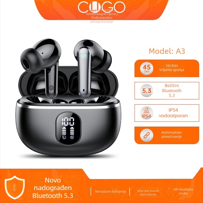 A3 Bluetooth bežične sportske slušalice, vodootporne, visokokvalitetan zvuk, In-Ear, digitalni zaslon, dug vijek baterije