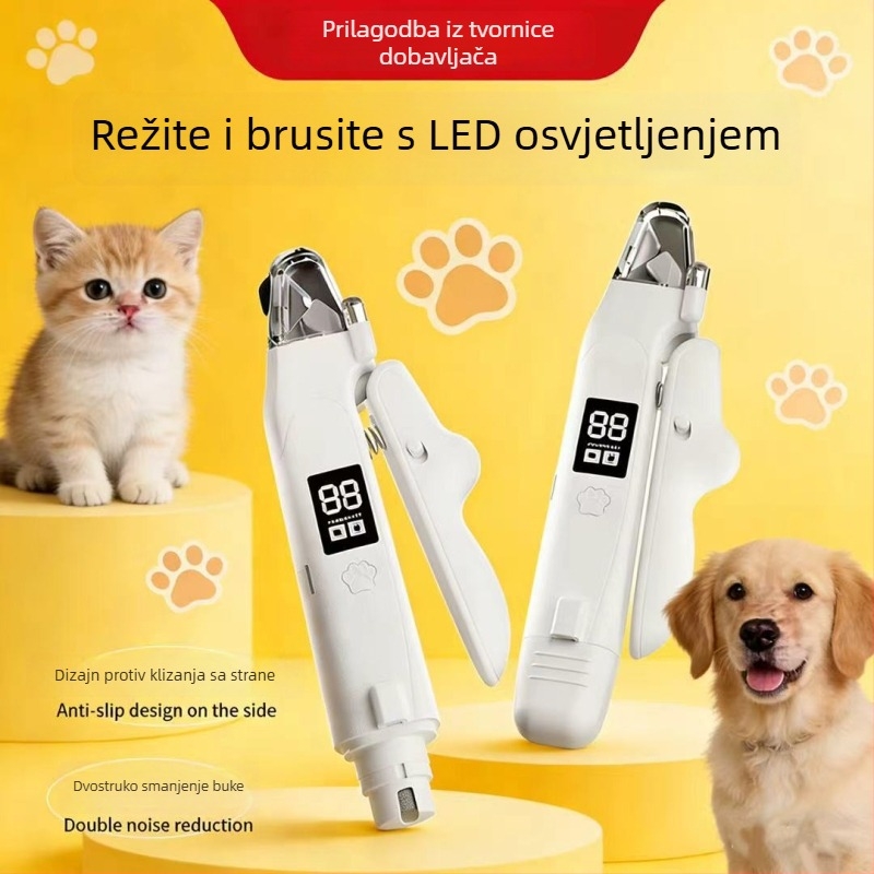 2-u-1 električni rezač i brusilica noktiju za pse i mačke s LED svjetlom